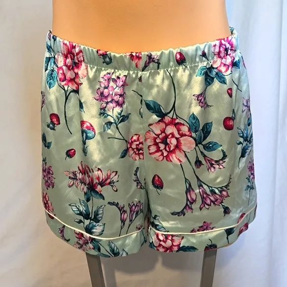 Satin floral pajama shorty set, NEW