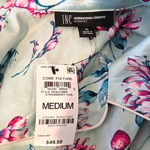 Satin floral pajama shorty set, NEW