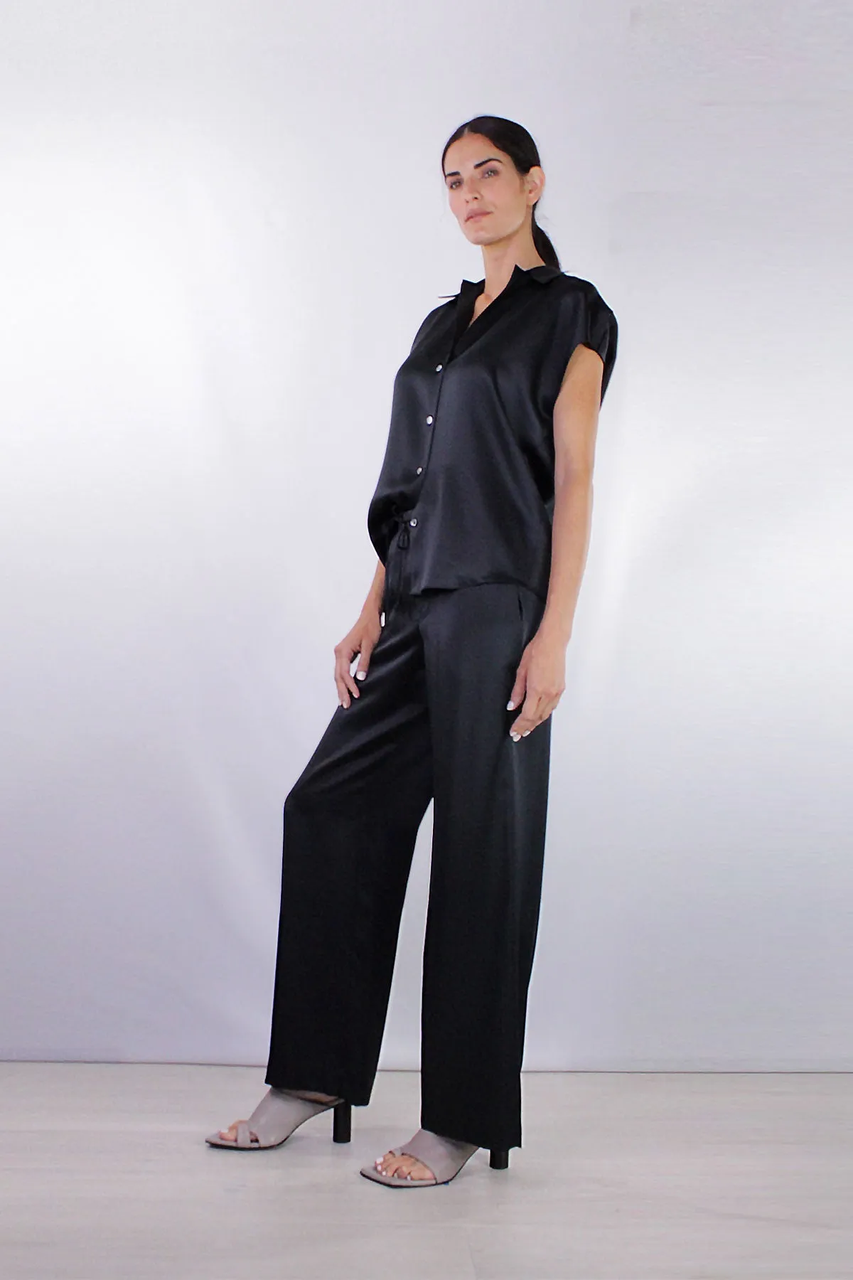 Satin Pajama Pant in Black