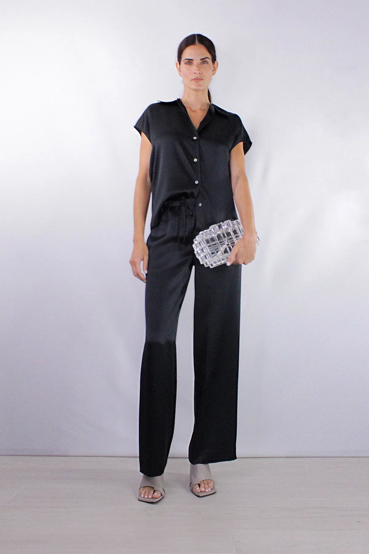 Satin Pajama Pant in Black