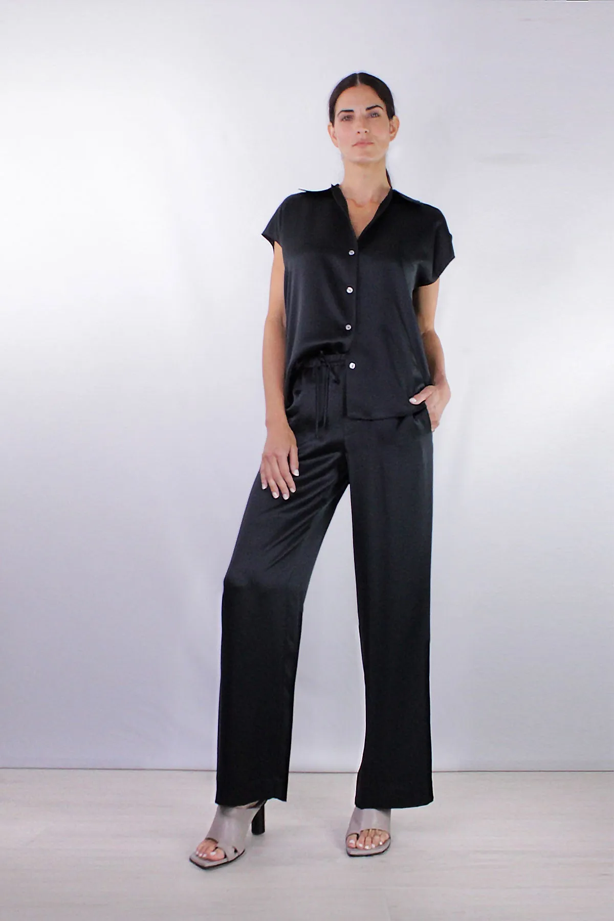 Satin Pajama Pant in Black