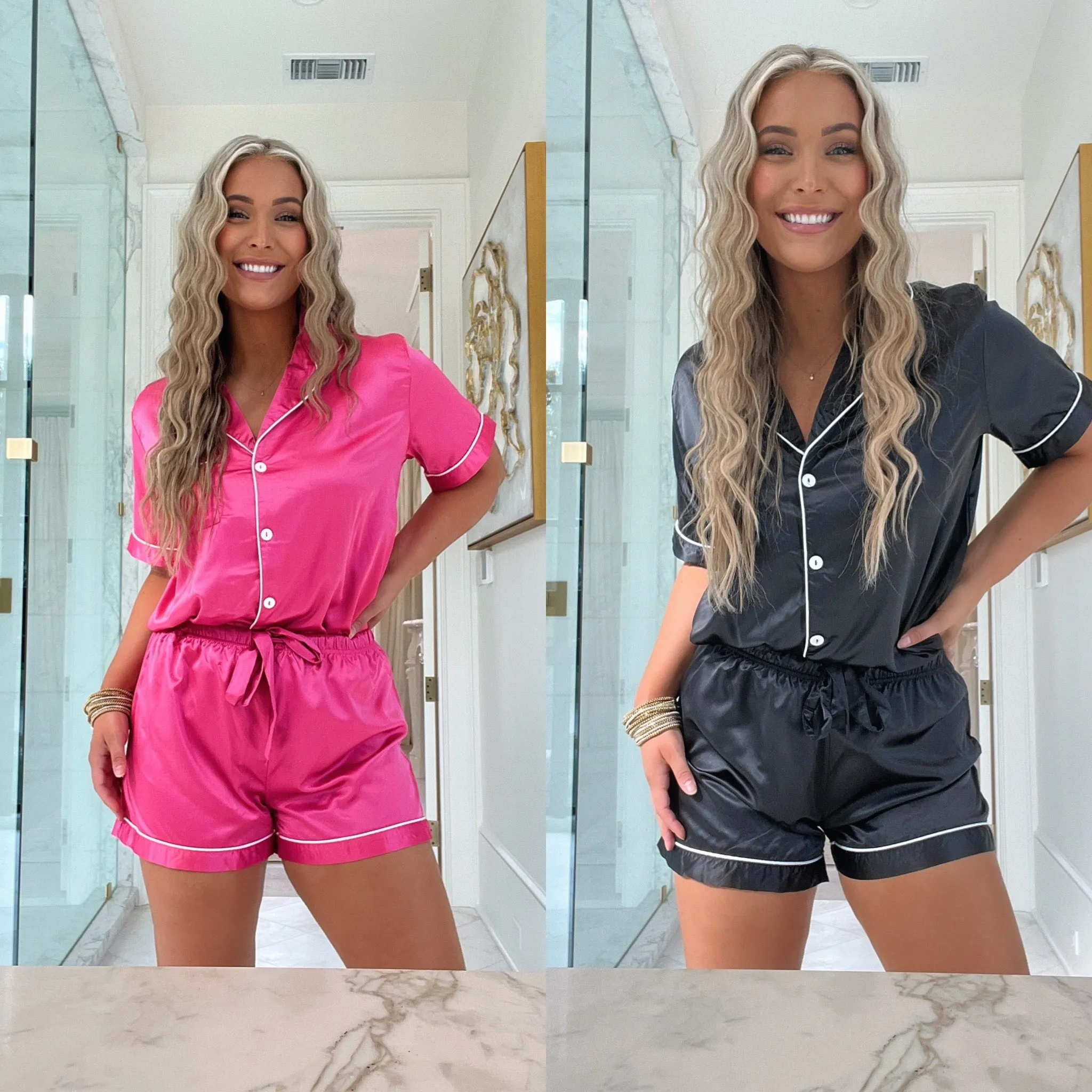 Satin Pajama Short Set