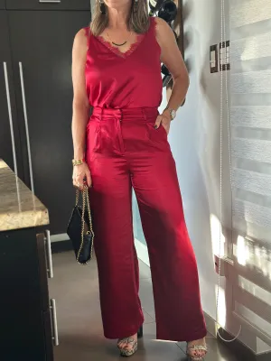 Satin Red Palazzo