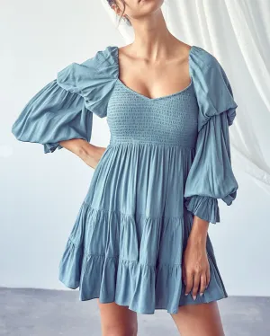 Satin Smock Long Sleeve Romper