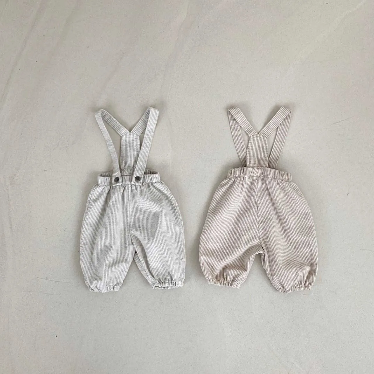 Sawyer Striped Baby overalls | Beige