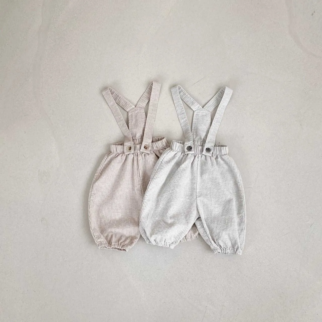 Sawyer Striped Baby overalls | Beige