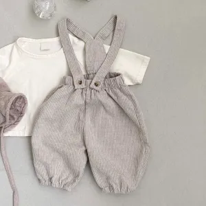Sawyer Striped Baby overalls | Beige