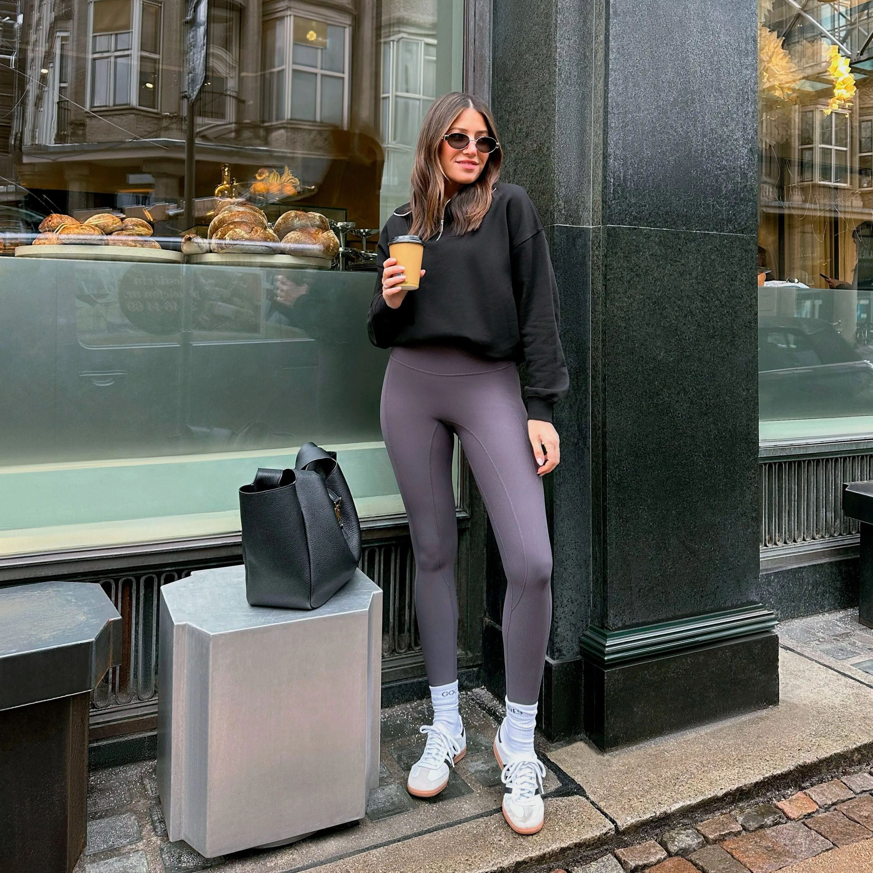 SCULPT RIB LEGGINGS - CHARCOAL