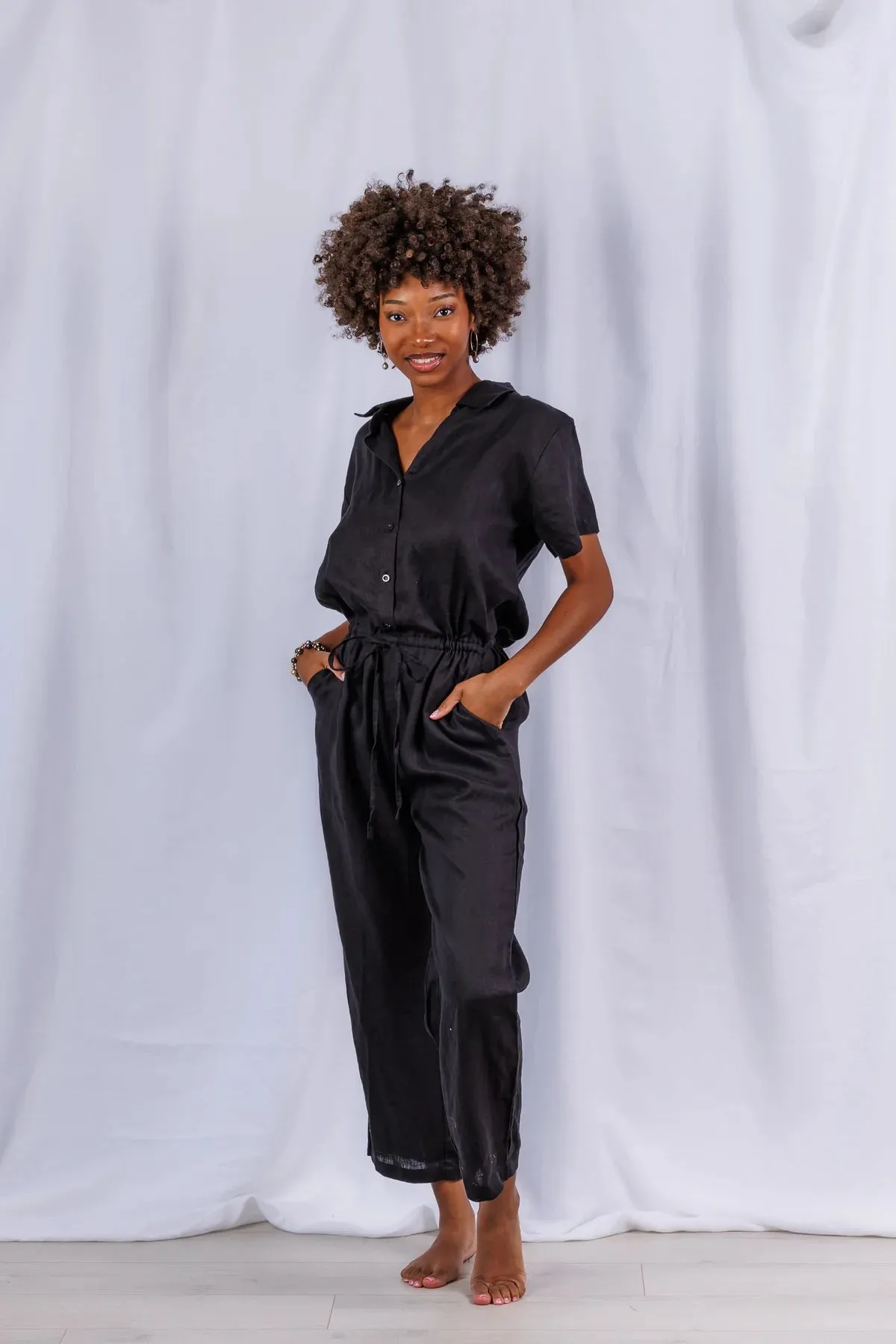 Sea Lustre Viper Jumpsuit Black Linen