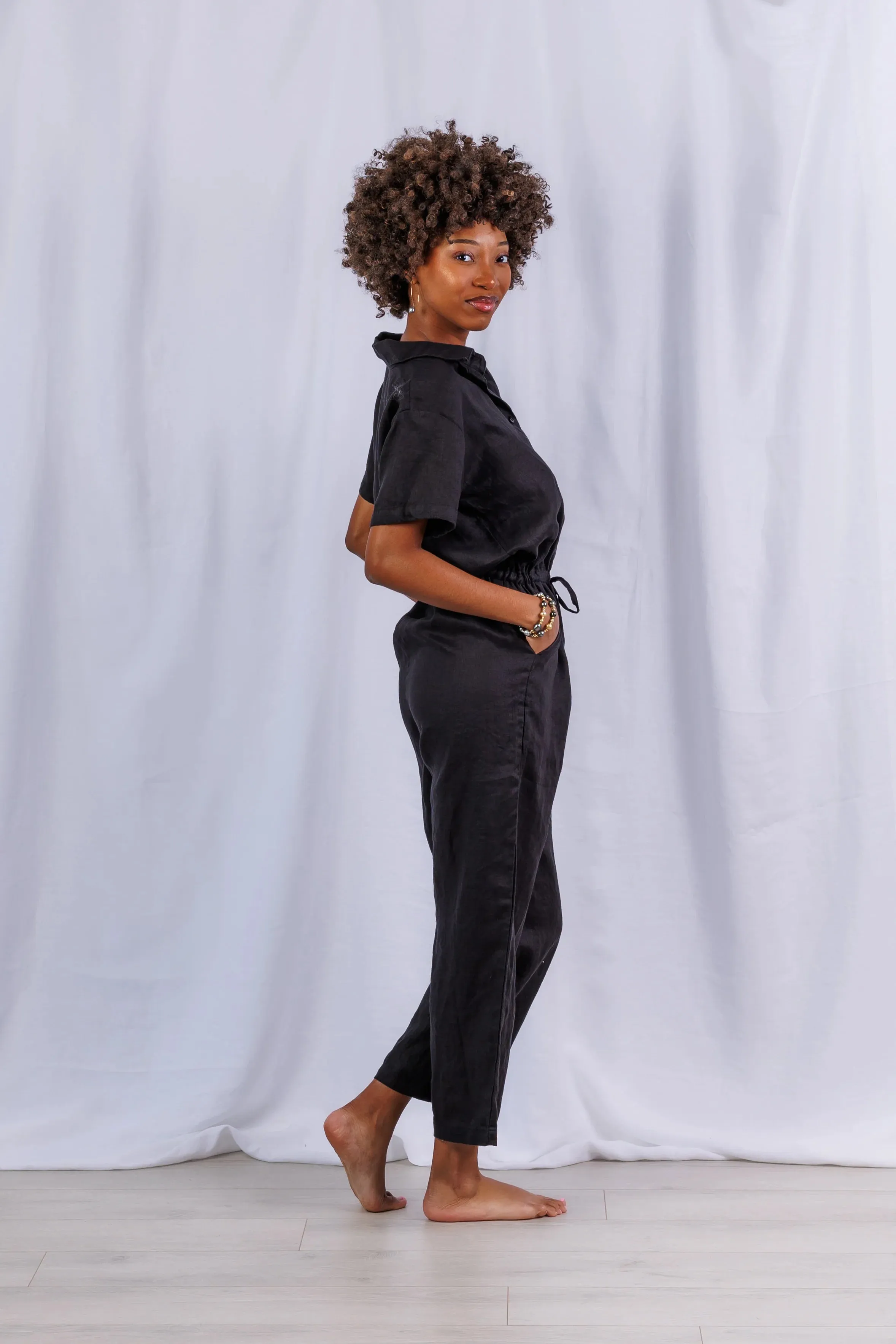 Sea Lustre Viper Jumpsuit Black Linen