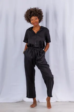 Sea Lustre Viper Jumpsuit Black Linen