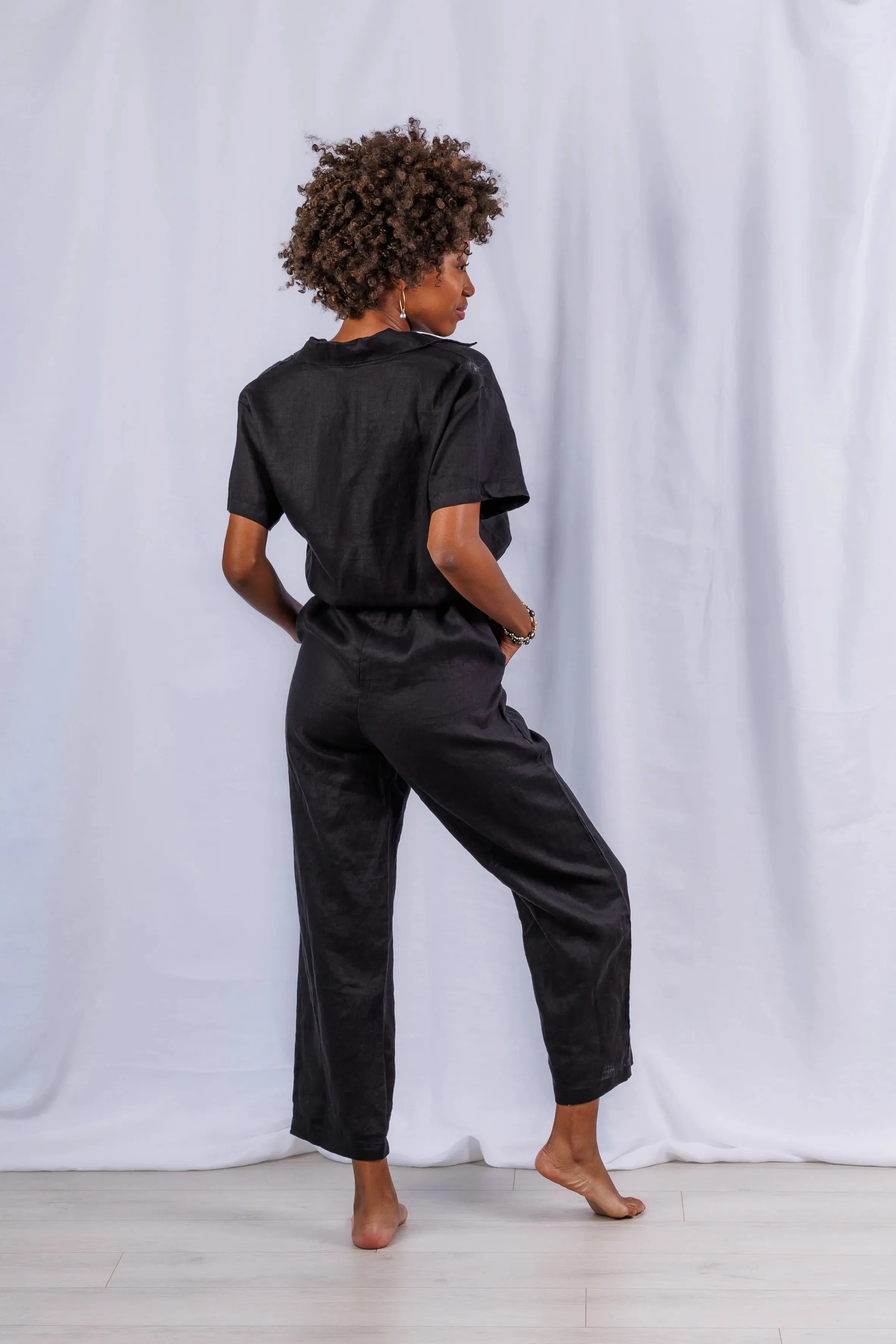 Sea Lustre Viper Jumpsuit Black Linen