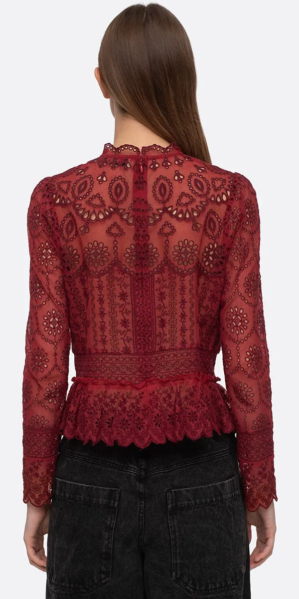 SEA NY Lainey Embroidery Top