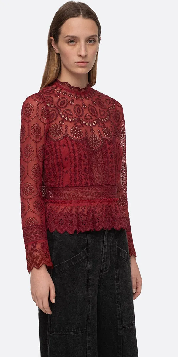 SEA NY Lainey Embroidery Top