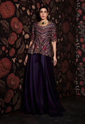 Shahnoor Purple Peplum With Sharara