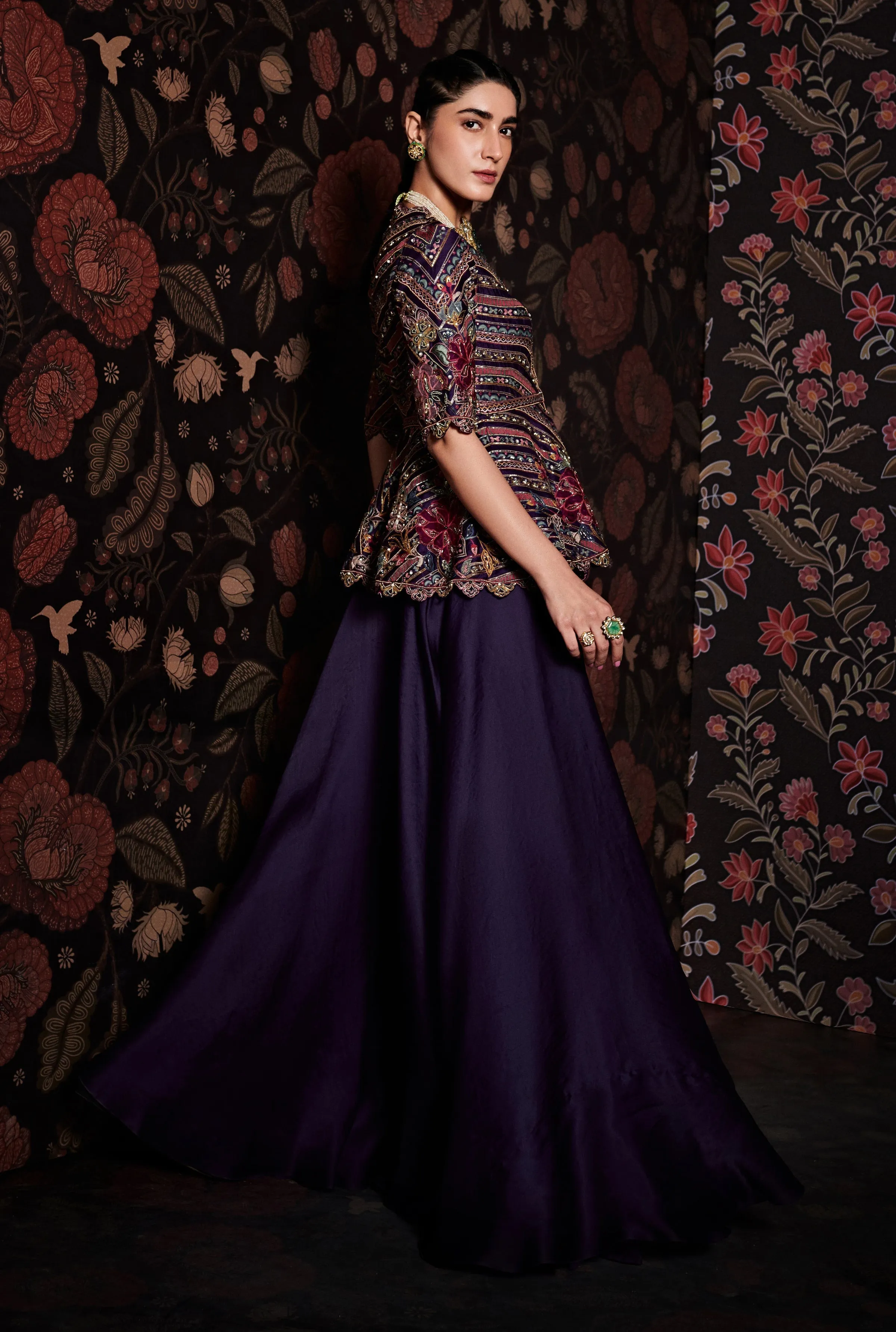 Shahnoor Purple Peplum With Sharara