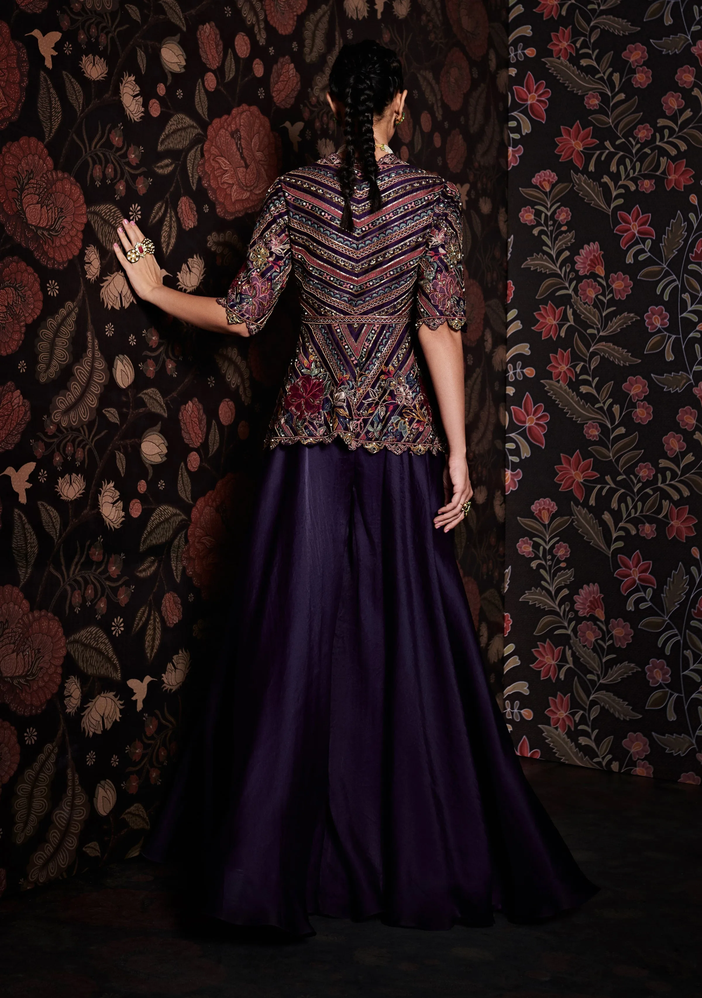 Shahnoor Purple Peplum With Sharara