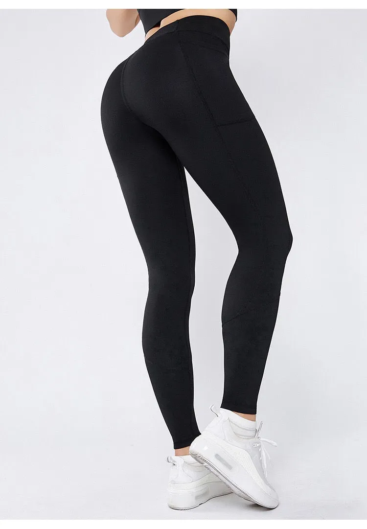 Shapewear Smoothie Compression Black Leggings with cell pocket-Black