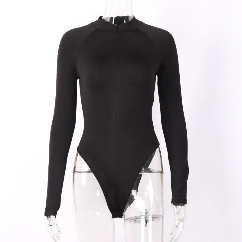 Sheath Velvet Rompers Bodysuit Long Sleeve Regular Zipper