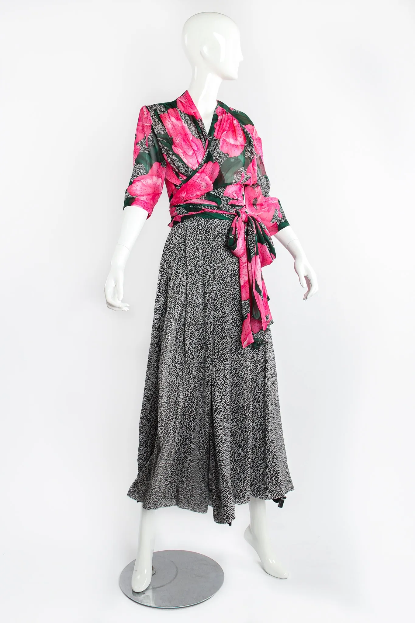 Sheer Floral Wrap Top & Palazzo Pant Set