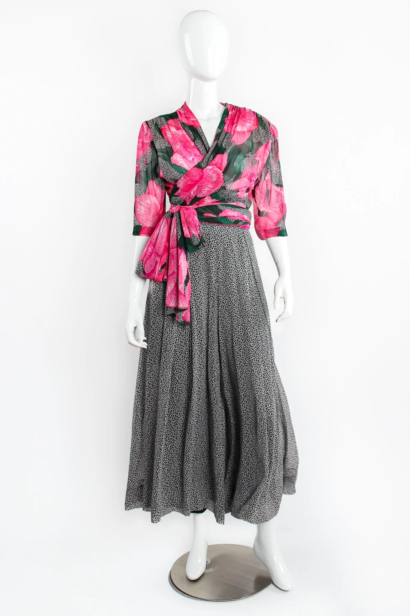 Sheer Floral Wrap Top & Palazzo Pant Set