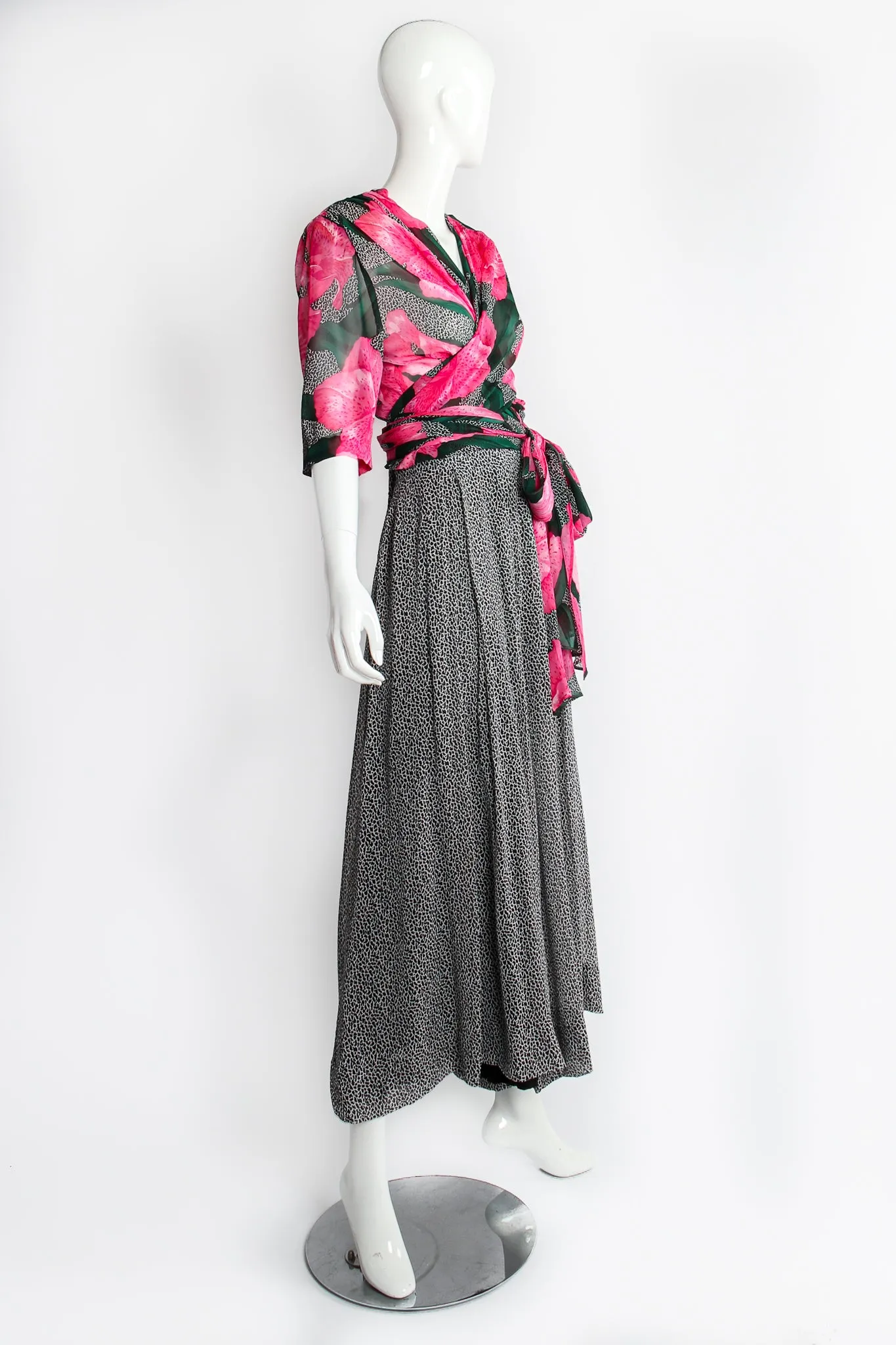 Sheer Floral Wrap Top & Palazzo Pant Set