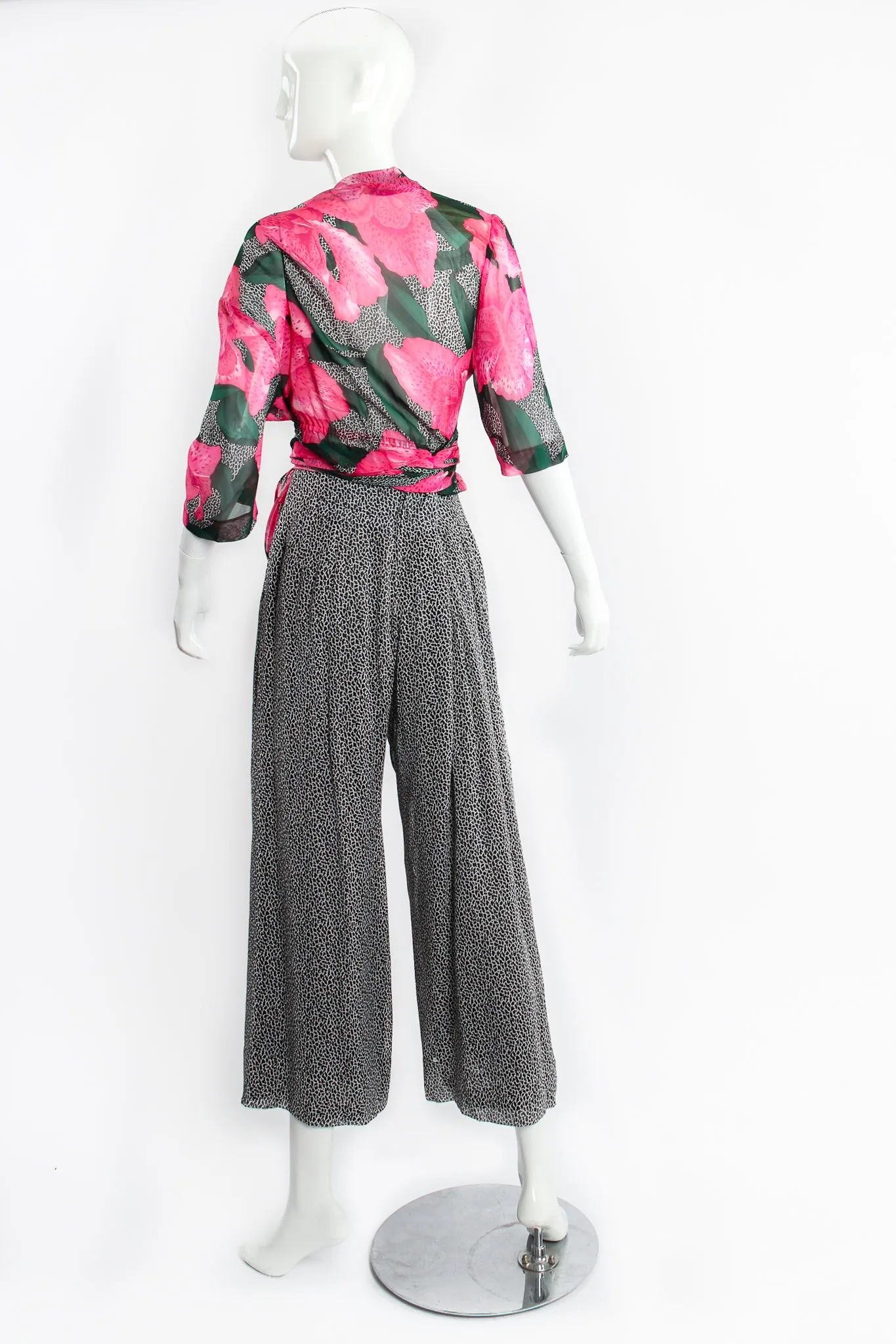 Sheer Floral Wrap Top & Palazzo Pant Set