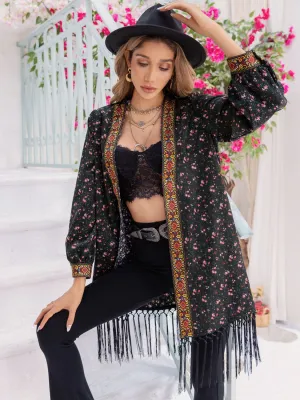 Shelia Printed Fringe Detail Cardigan