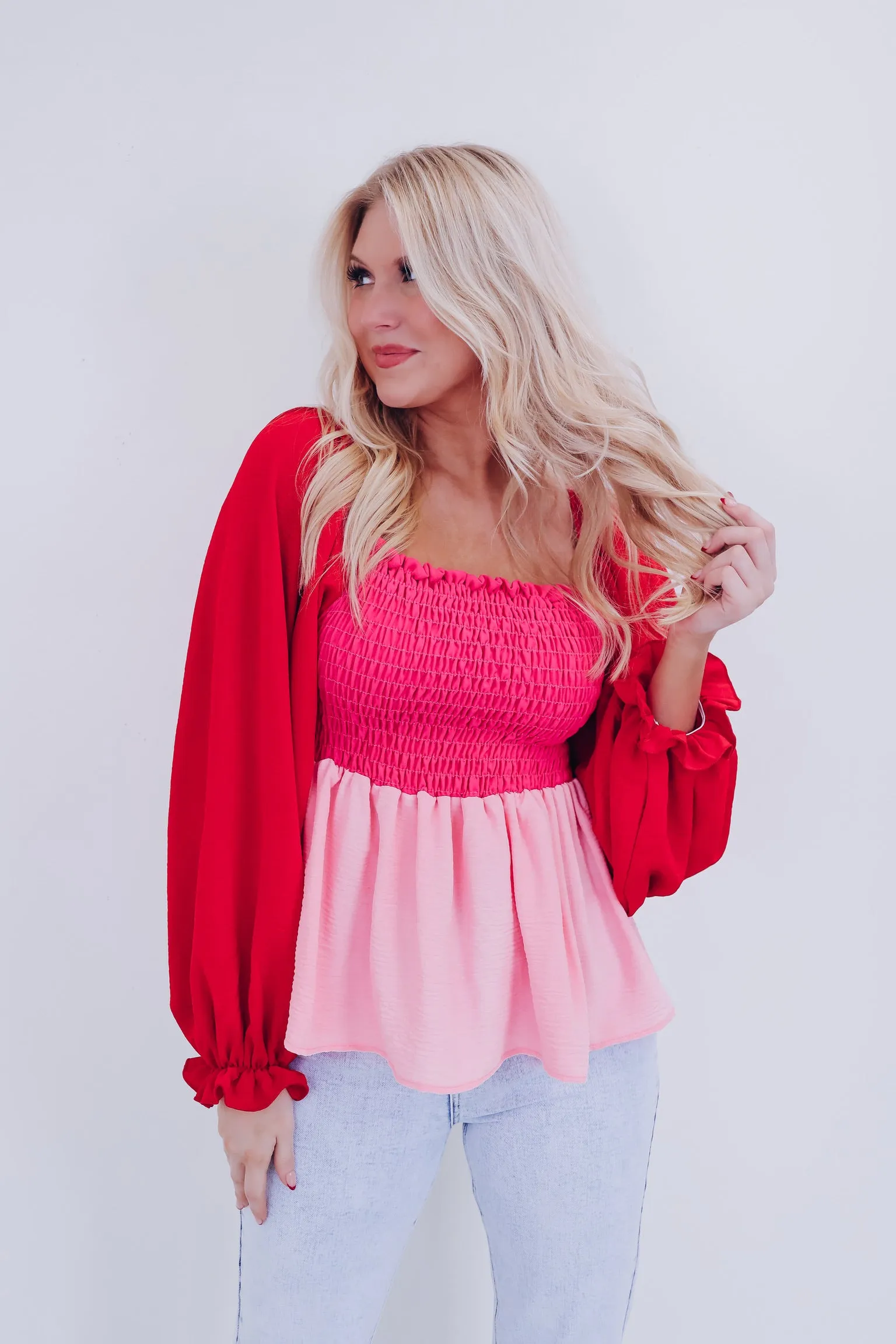 Shiloh Smocked Peplum Top - Pink