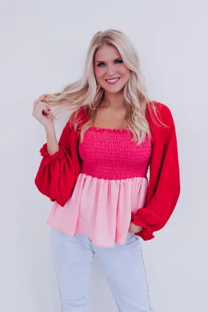 Shiloh Smocked Peplum Top - Pink