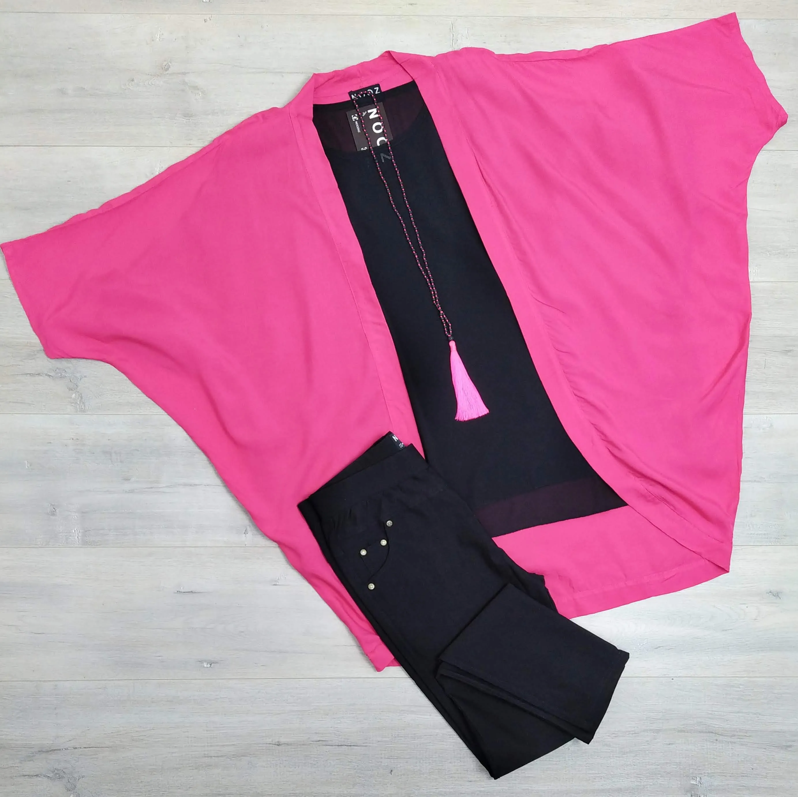 Short Plain Kimono - Hot Pink