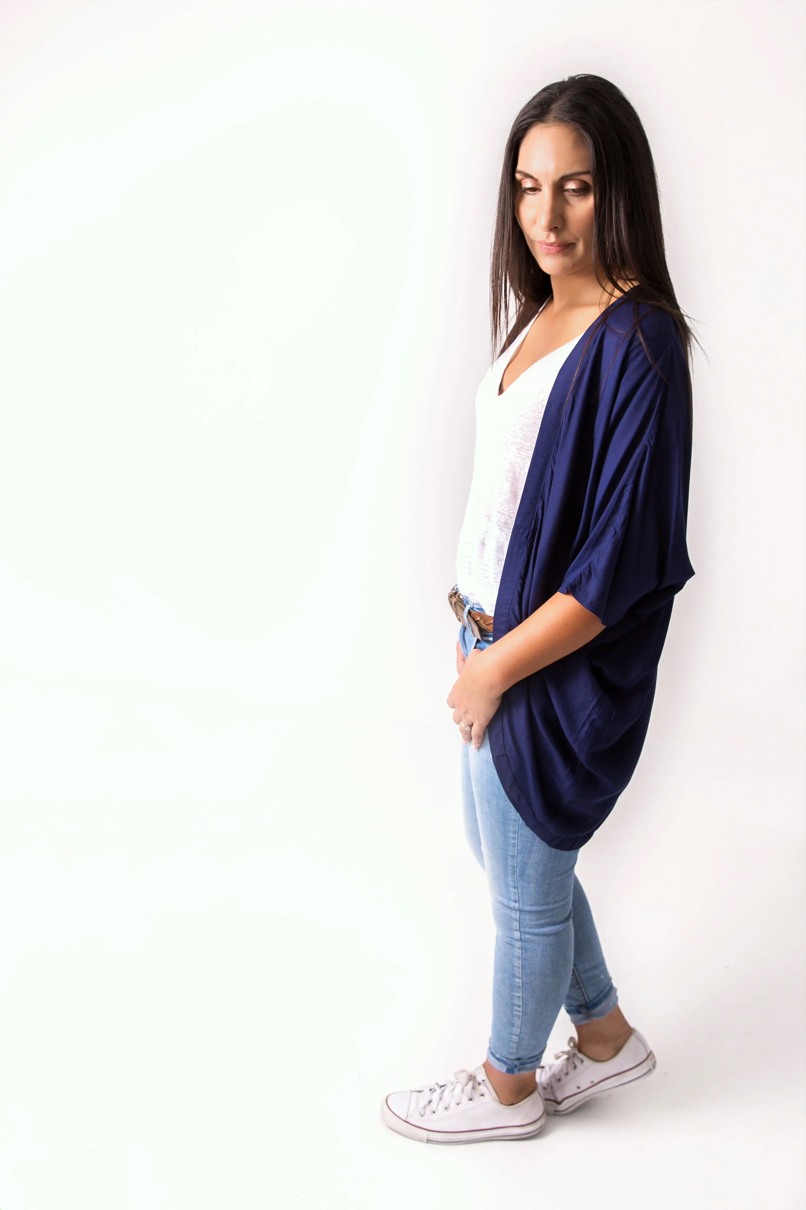 Short Plain Kimono -  Navy