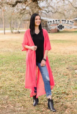 Short Round Duster in Coral
