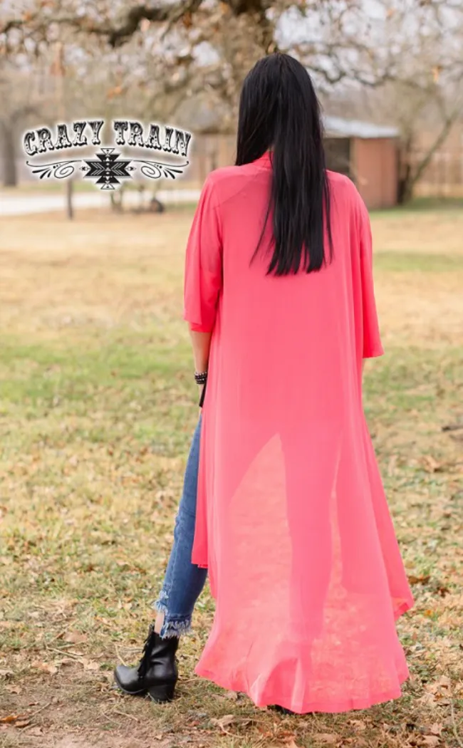 Short Round Duster in Coral