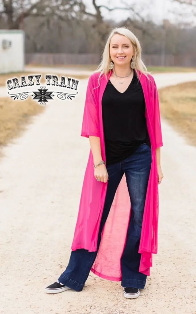 Short Round Duster in Pink