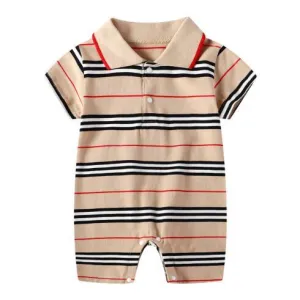 Short Sleeve Baby Romper Brown