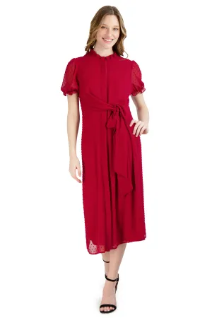 Short Sleeve Waist Tie Dress