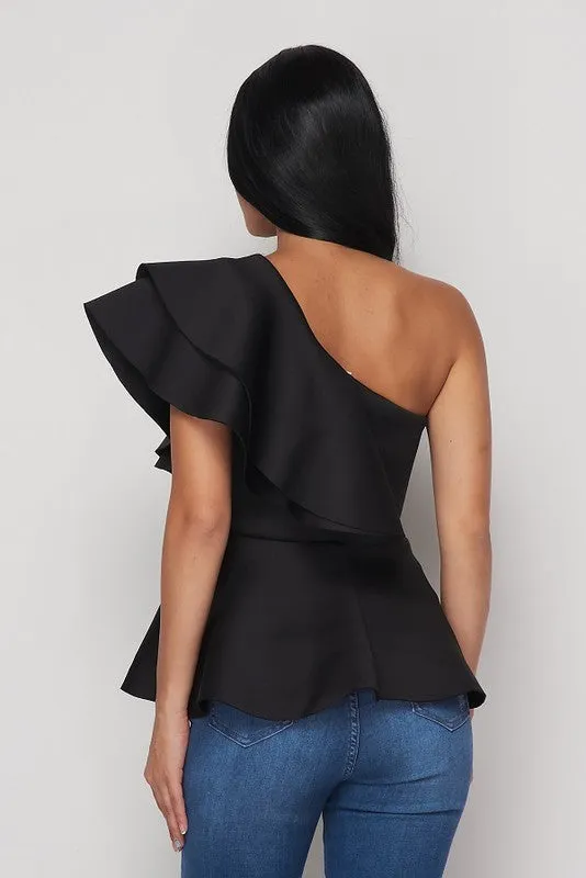 ShyAnn One Shoulder Peplum Top