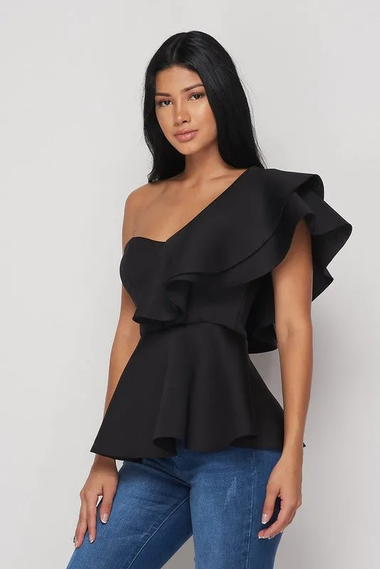 ShyAnn One Shoulder Peplum Top