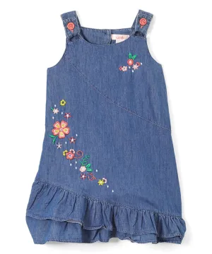 Side Flower Girl Denim Dress 6/9M - 4