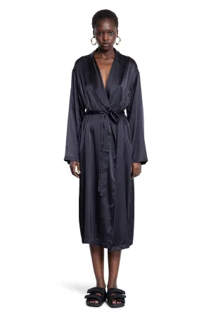 Silk Lounge Robe in Black