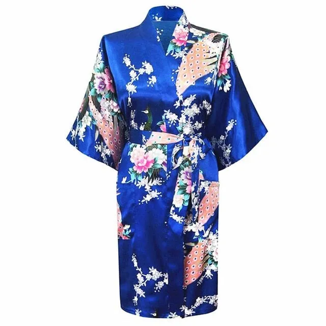 Silky Kimono Floral Print Robe