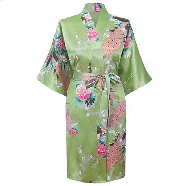Silky Kimono Floral Print Robe