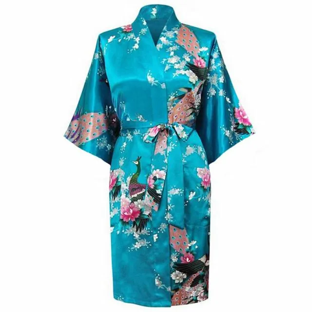 Silky Kimono Floral Print Robe