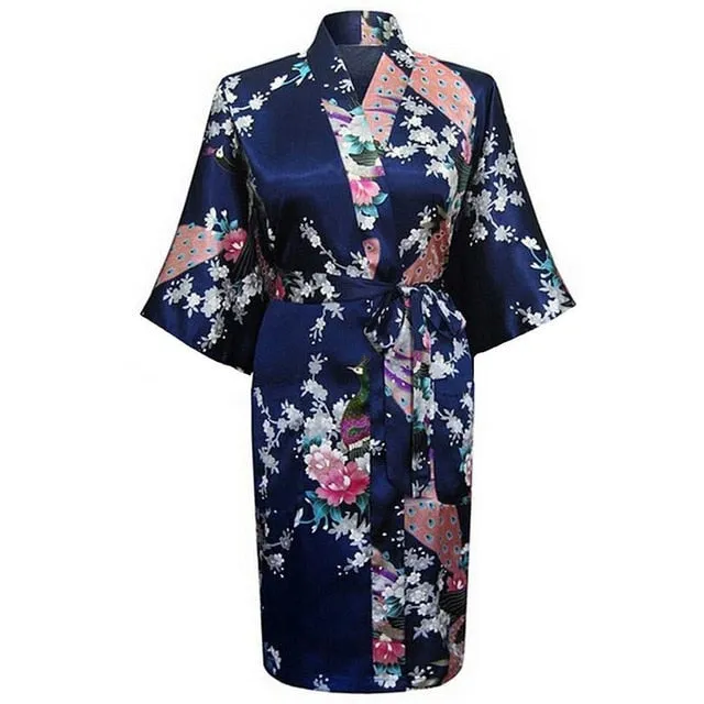 Silky Kimono Floral Print Robe