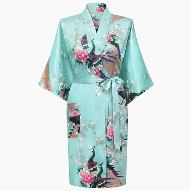Silky Kimono Floral Print Robe