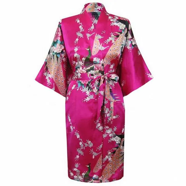 Silky Kimono Floral Print Robe