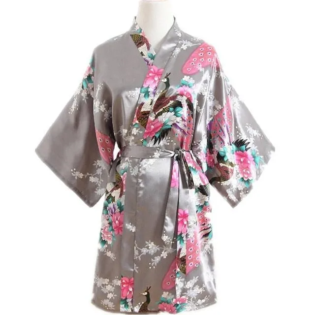 Silky Kimono Floral Print Robe