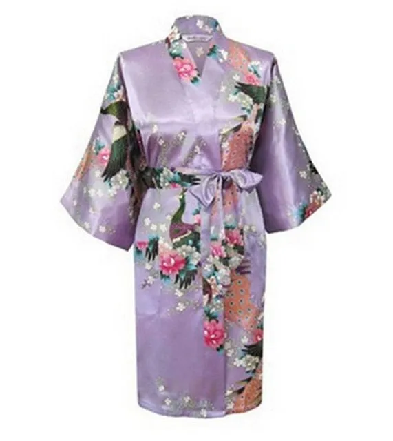 Silky Kimono Floral Print Robe