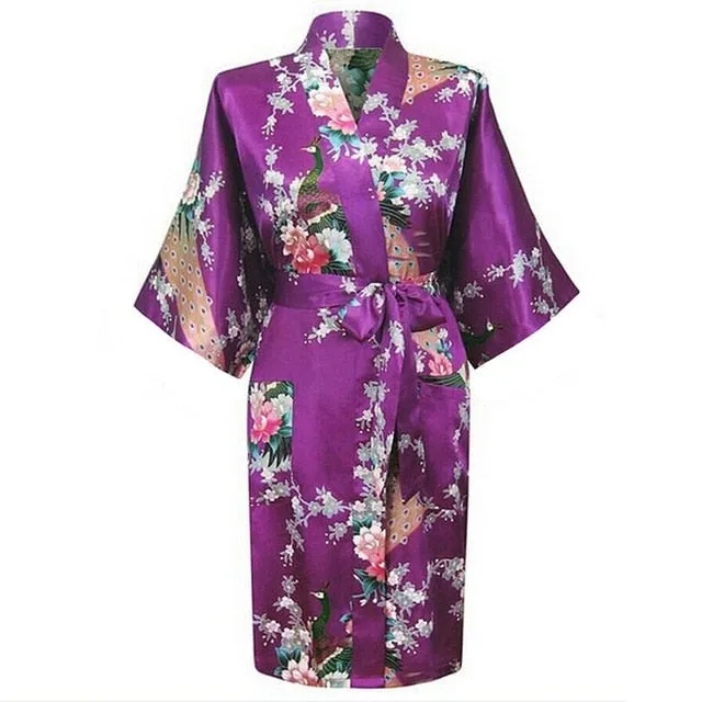 Silky Kimono Floral Print Robe
